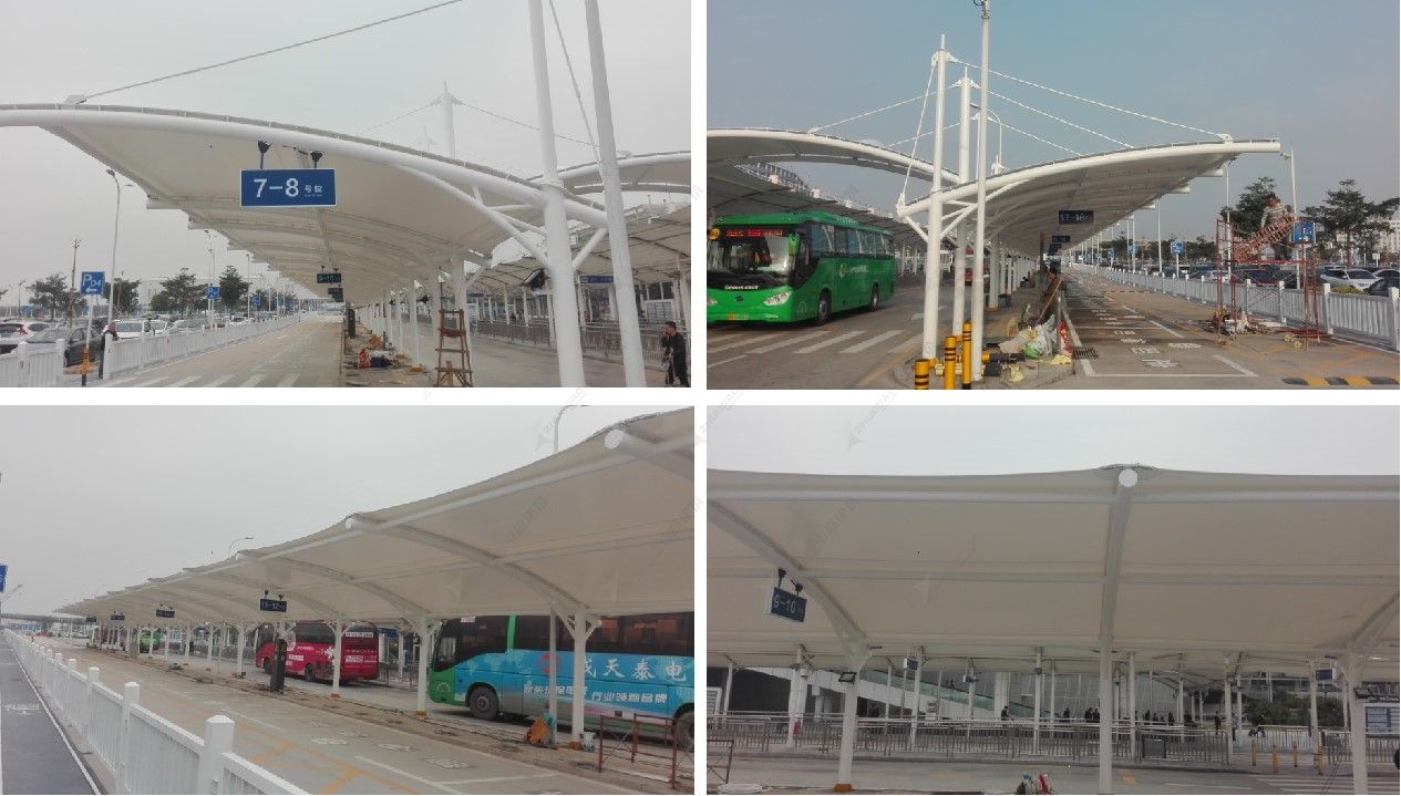 深圳机场T3航站楼公交车站雨棚膜结构工程(图1)